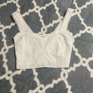 Reformation embroidered eyelet white crop top SZ 4